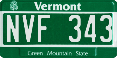 VT license plate NVF343