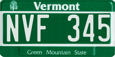 VT license plate NVF345