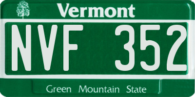 VT license plate NVF352
