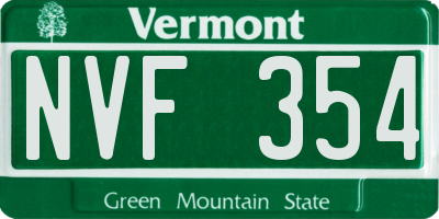 VT license plate NVF354