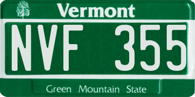 VT license plate NVF355