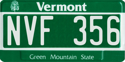 VT license plate NVF356