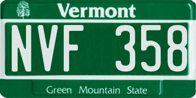 VT license plate NVF358