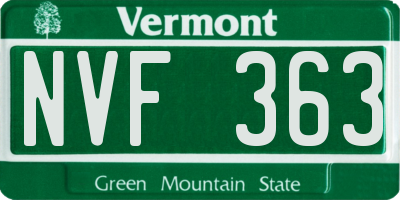 VT license plate NVF363