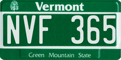 VT license plate NVF365