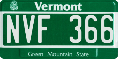 VT license plate NVF366