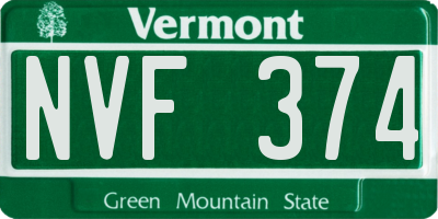 VT license plate NVF374
