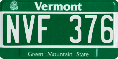VT license plate NVF376