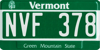 VT license plate NVF378
