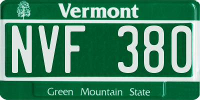 VT license plate NVF380