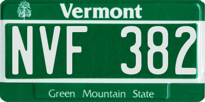 VT license plate NVF382