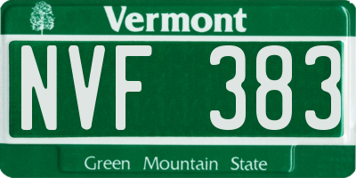 VT license plate NVF383