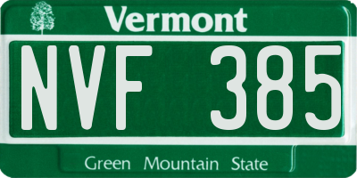 VT license plate NVF385