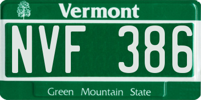 VT license plate NVF386