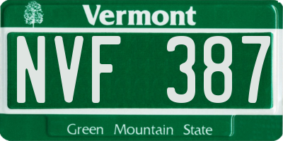 VT license plate NVF387