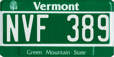 VT license plate NVF389