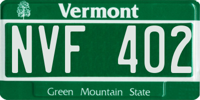 VT license plate NVF402