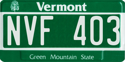 VT license plate NVF403