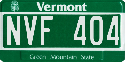 VT license plate NVF404