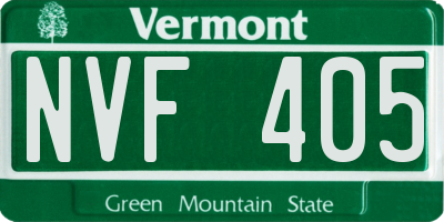 VT license plate NVF405