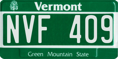 VT license plate NVF409