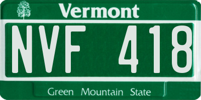 VT license plate NVF418