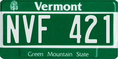 VT license plate NVF421