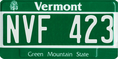 VT license plate NVF423