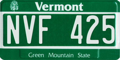 VT license plate NVF425