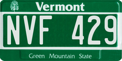 VT license plate NVF429