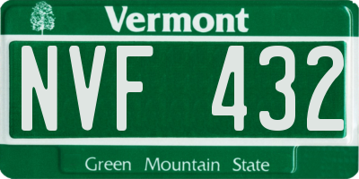 VT license plate NVF432