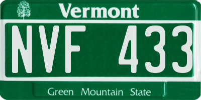 VT license plate NVF433