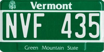 VT license plate NVF435