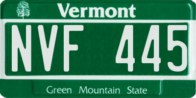 VT license plate NVF445