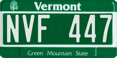 VT license plate NVF447