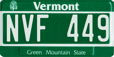 VT license plate NVF449