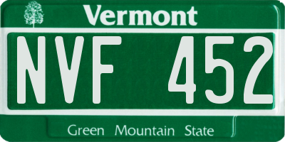VT license plate NVF452