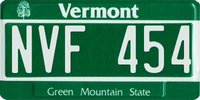 VT license plate NVF454