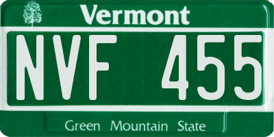 VT license plate NVF455