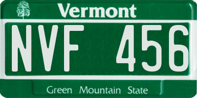 VT license plate NVF456