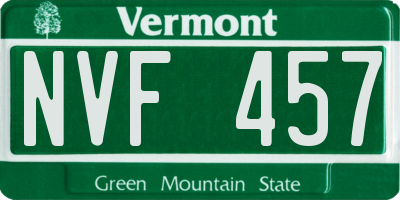 VT license plate NVF457