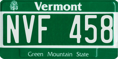 VT license plate NVF458