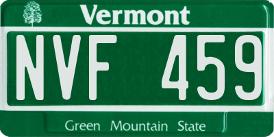 VT license plate NVF459