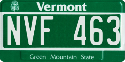 VT license plate NVF463