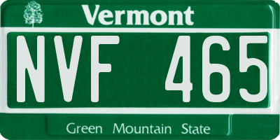 VT license plate NVF465