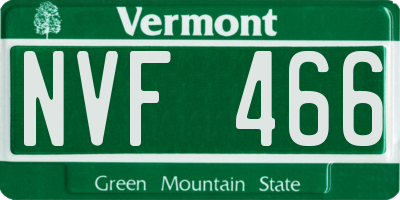 VT license plate NVF466