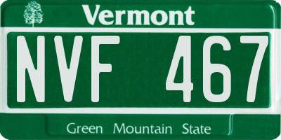 VT license plate NVF467