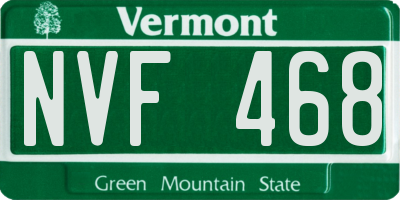 VT license plate NVF468