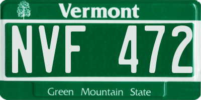VT license plate NVF472