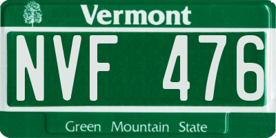 VT license plate NVF476